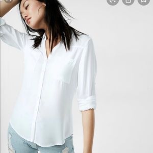 Express white portofino slim fit blouse shirt